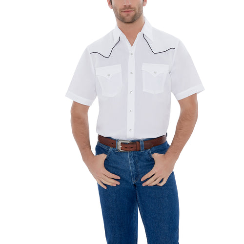Ely Cattleman Short Sleeve Western Snap Shirt with Piping