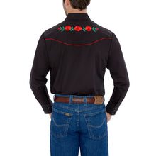 Load image into Gallery viewer, Ely Cattleman Long Sleeve Western Snap Shirt with Rose Embroidery