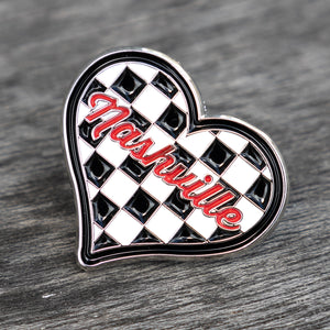 Nashville Checked Heart Pin