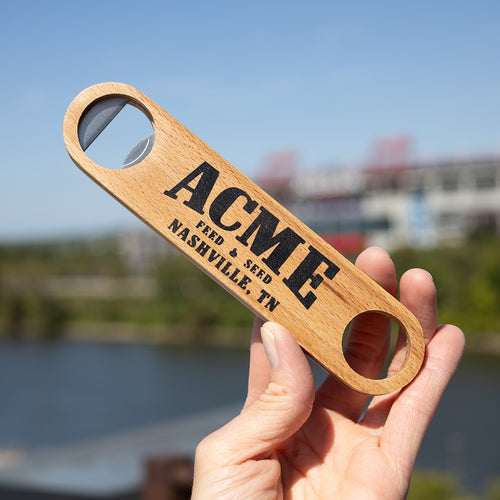 Acme Feed & Seed Wooden Bottle Opener