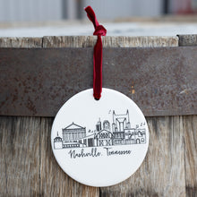 Load image into Gallery viewer, Nashville Skyline Ceramic Ornament
