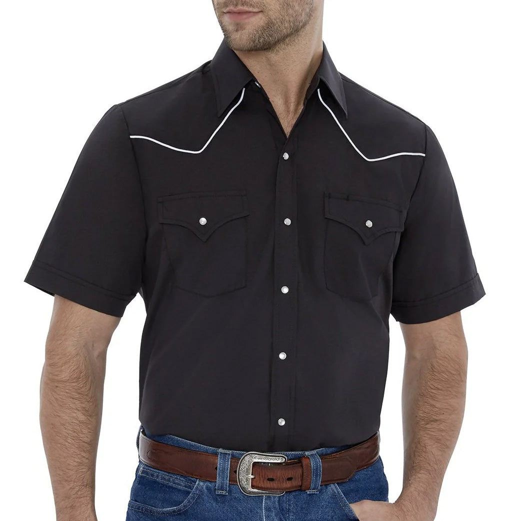 Ely Cattleman Short Sleeve Western Snap Shirt with Piping